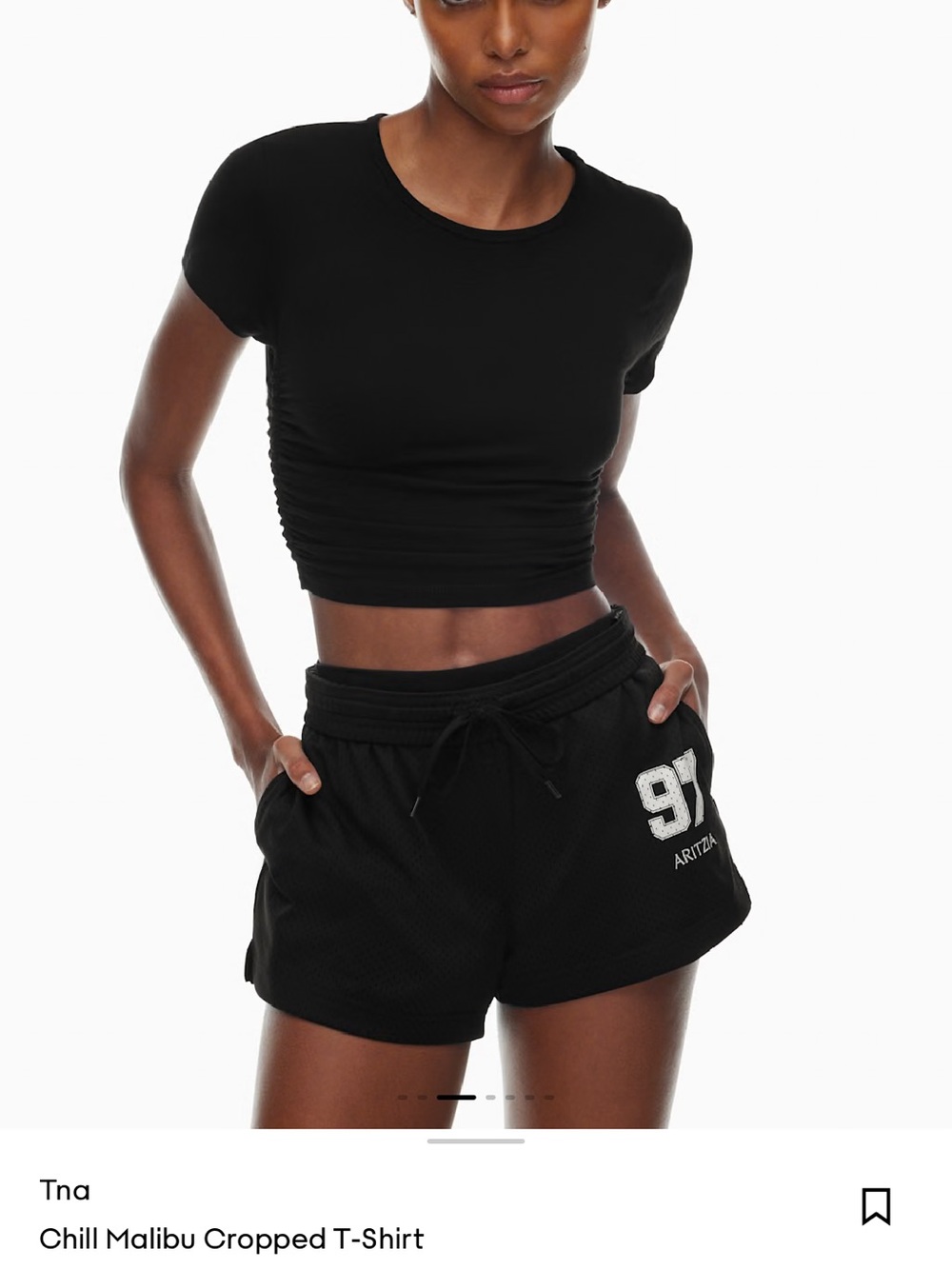 TNA Malibu cropped ruched side tshirt size M